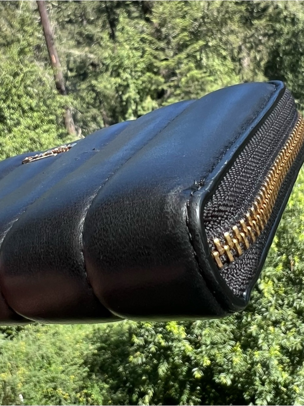 COACH Long Zip-Around Wallet Black Quilted Nappa Leather w Gold Hardware C4454 - Picture 6 of 14